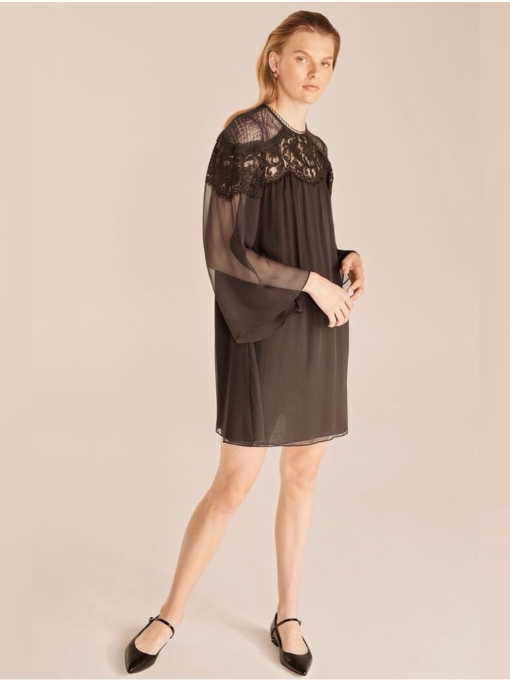 NWT Rebecca Taylor Long Sleeve silk chiffon dress
